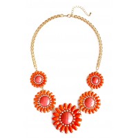 Orange Sunflower Bouquet Statement Necklace